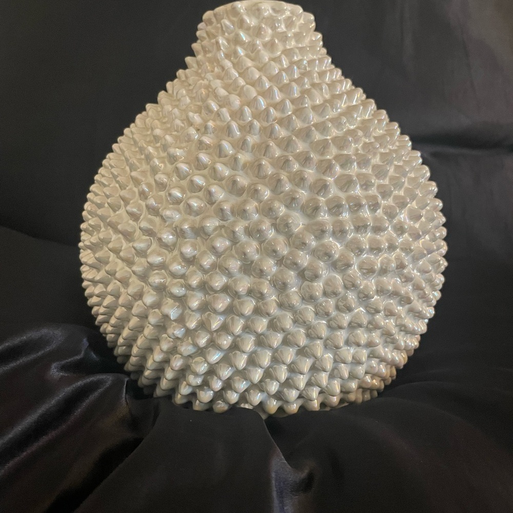 Textured White Ceramic Vase